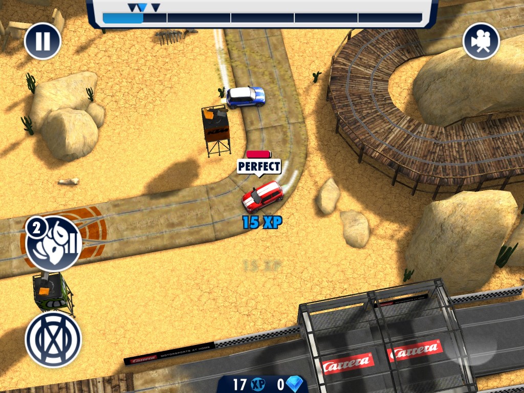 The game plays just like old-school Scalextric.